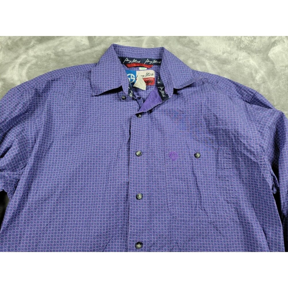 Wrangler George Strait Shirt Mens Medium Purple Geometric Cowboy Cut Western